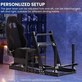 Minneer  Racing Simulator Cockpit 4080 Aluminum With Black Seat Fit Thrustmaster