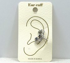 Crystal Rhinestone Circles Silver Plated Clip On Ear Cuff Earring NWOT