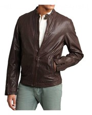 New Mens Leather Jacket real lambskin coat biker motorcycle racer cafe Slim M690