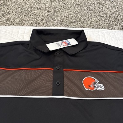 Cleveland Browns Logo Polo Shirt Mens Large Black Orange NWT