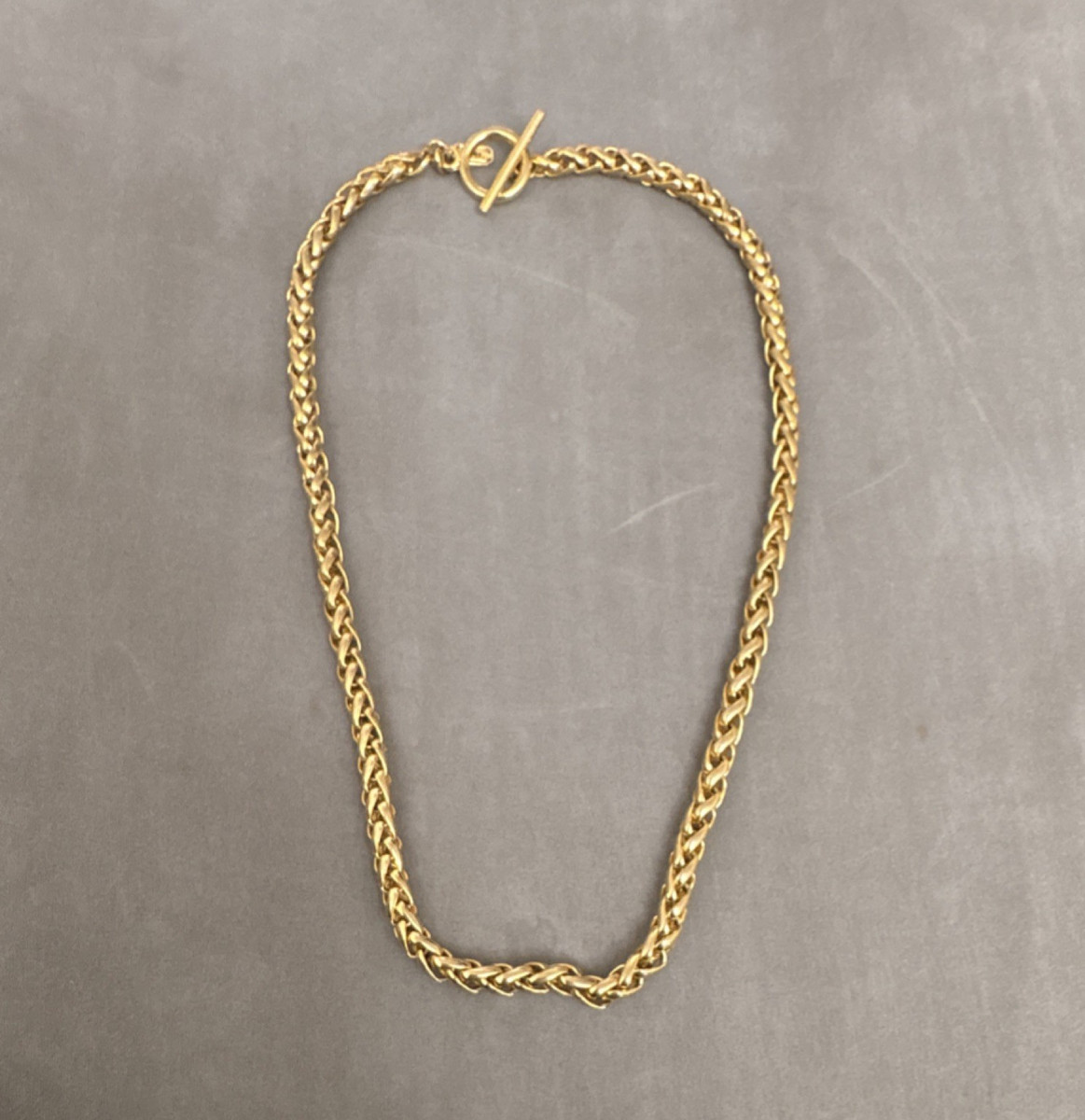JNY Gold Tone Rope Chain Style Necklace Toggle Closure Signed No