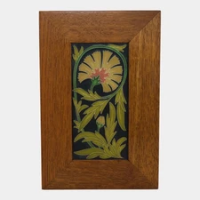 Motawi Tileworks Hand Made Art Pottery Floral Carnation Framed Ceramic Tile