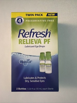 New Twin Pack 2 Bottles Refresh Relieva PF Lubricant Dry Eye Drops EXP 2027+