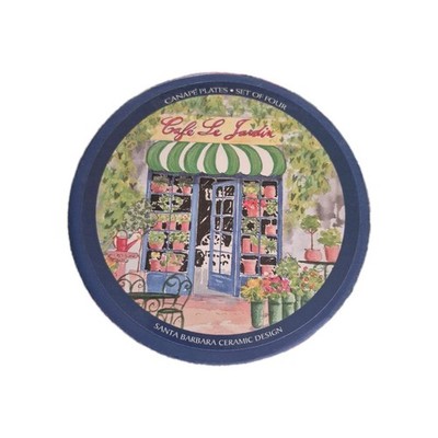 Santa Barbara Ceramic Design set of 4 Canape plates Cafe Le Jardin flower cafes