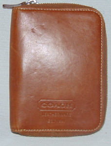 Vintage Coach Brown Leather Zip Around PDA Case 5 1/2 in. ONLY