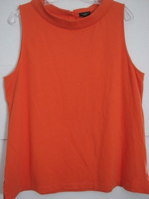 Talbots Orange Shirt XL Sleeveless Audrey Collar tbs79 Top 16 Mint!