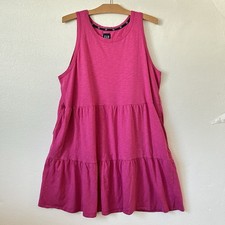 Gap Womens XXL Tiered Dress Sleeveless Tank Pockets Ruffled Beach Resort Pink