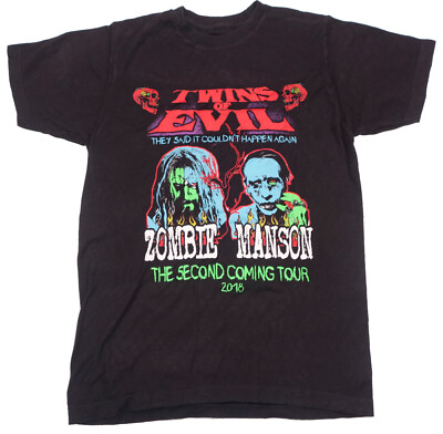 2018\" TWINS OF EVIL \" ツアー バンド Tシャツ Twins Of Evil Marylin Manson Rob Zombie 2012 Tour Band T