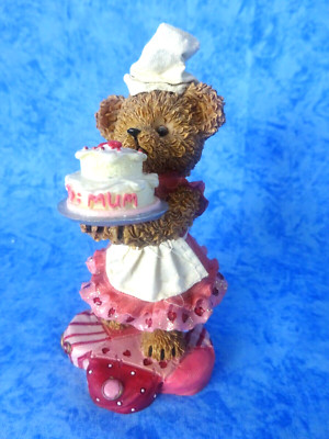 Home Interiors Kuddles Korner ''May'' - Bear Carrying a Two-layer Cake for Mom