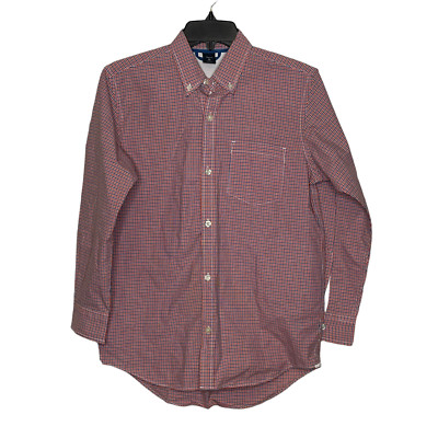 Gap Kids Boys Shirt Size XL (12) Red Blue White Check Button Front 100% Cotton