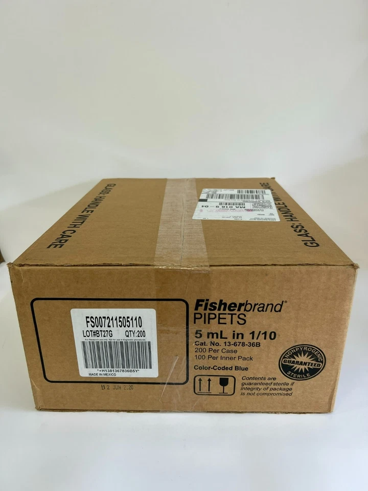 FisherBrand 13-678-36C Pipets 5mL in 1/10 100/Inner Pack 200/Case Blue - Image 2 of 3