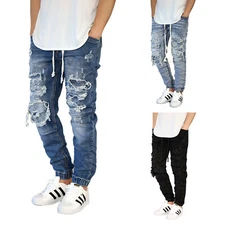 MEN'S DISTRESSED DENIM JOGGER PANTS 3 COLORS S-5XL BIG&TALL *JG3050