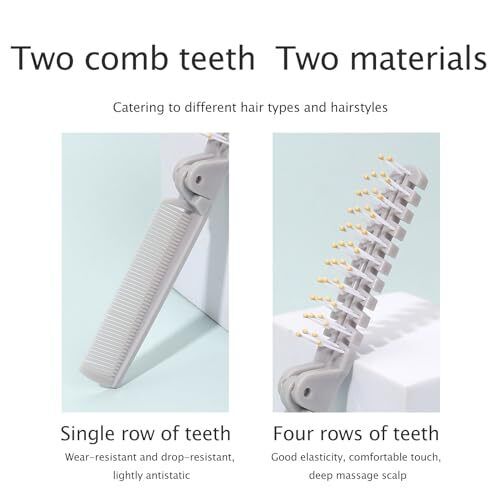 2 Piece Folding Hair Brush Set, Portable Travel-Friendly Comb – Small, - Bild 6 von 7