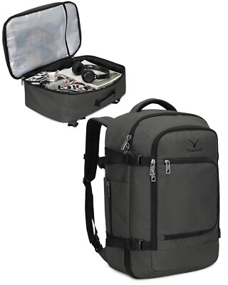 Hynes Eagle 40L Carry-On Luggage Backpack  Underseat Personal Item, Laptop Weekender Travel Bag x Fanny Pack Charcoal