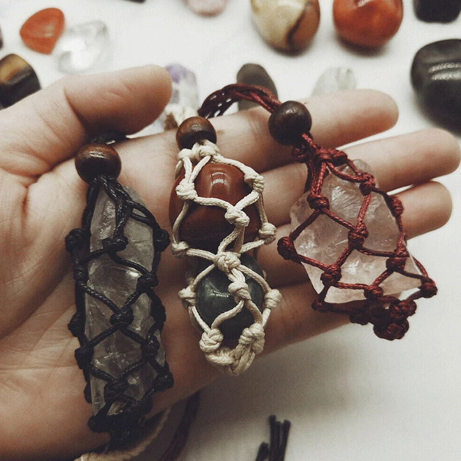 Лот из 100 сменных мешочков с подвеской в виде богемной конопли племенных драгоценных камней макраме - Изображение 4 из 4