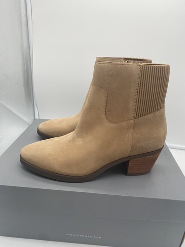 New Vionic Shantelle Waterproof Side Zip Nubuck Leather Ankle Boots Wheat Sz 7M - Picture 4 of 7