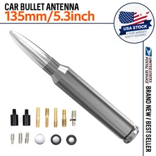 FOR FORD F150 F250 50 CAL CALIBER BULLET ALUMINUM SHORT ANTENNA CHROME SILVER