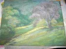 Original Pastel By Peg Humphreys, Trees on slope 16.25" x 20"
