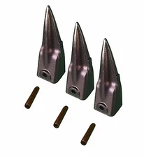 3 - Hensley Style Tiger Rock Bucket Digging Teeth w Roll Pins - X156TL , P156