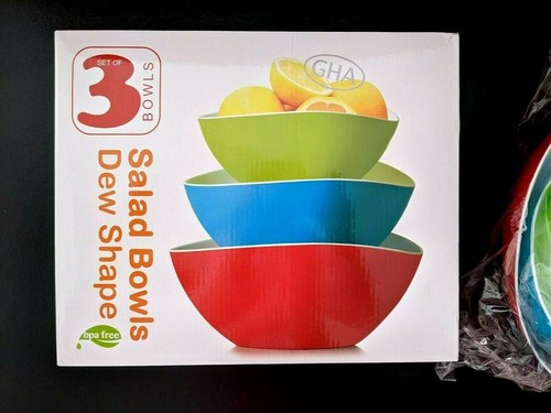 Salad Bowls, Dew Shaped, Nesting, Set of 3, GHA Grant Howard, BPA Free ~ NEW - Picture 4 of 5