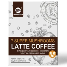 7 in 1 Mushroom Coffee Mix, Instant Latte Coffee Blend Nootropic Cafe Complex wi