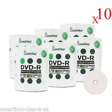 6000 Pcs SmartBuy Blank DVD-R DVDR 16X 4.7GB White Inkjet Hub Printable Disc