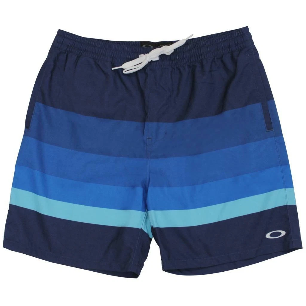 Oakley Bismark Boardshorts Mens Size 32 M Foggy Blue Shorts Striped Boardies