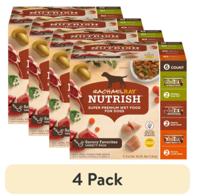 Rachael Ray Nutrish Savory Favorites Variety Pack Wet Dog Food,8oz,6count(4 pack