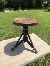 Antique Piano Stool TONK Chicago NYC Solid Wood Spin Iron Stick And Ball