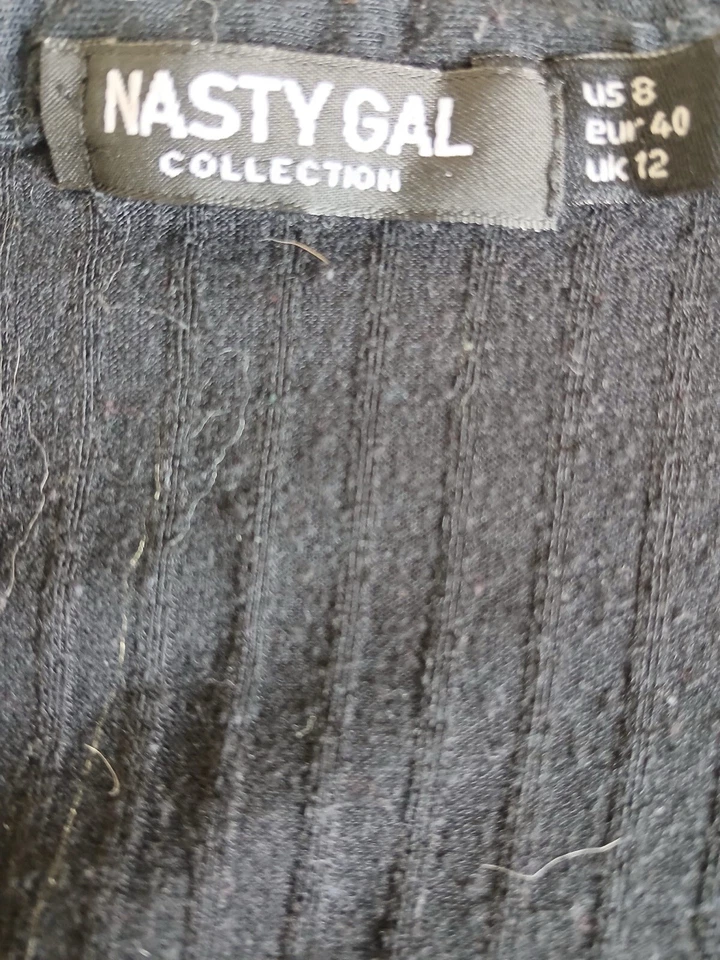 Vestido Camiseta Nasty Gal Collection Negro Manga Corta Imitación Gamuza Talla UK 12 - M9 Foto 3 de 4