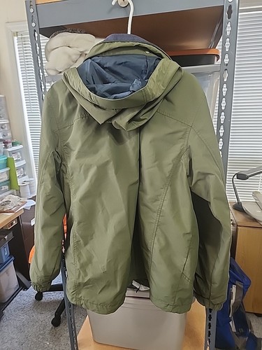 Lands' End Parka Jacket Men's L (42-44) Olive Green Fleece Lined Hooded Full Zip - Picture 7 of 12