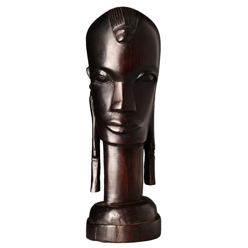 Antigua Estatua Original Vintage Africana Tanzania Fukui Ébano Tallada Cabeza Busto - Imagen 11 de 24