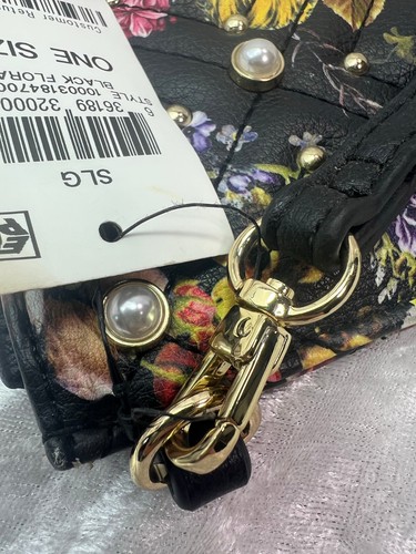 Macy's I.N.C. Clutch Bag Wallet Black Dutch Floral- Studs and Pearl Accents NWT - Picture 12 of 12