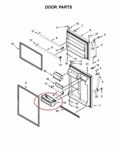 Door Shelf Bin W10803530 for Whirlpool WRT311FZDW01 WRT311FZDB00 WRT311FZDW00 - Picture 4 of 4