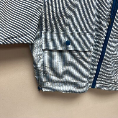 Champion Womens Green White Striped Full Zip Seersucker Hooded