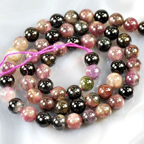 Natural Multi-Color Tourmaline Round Spacer Bead 15" 4 6 7 8 9 10 12mm Wholesale - Picture 14 of 20
