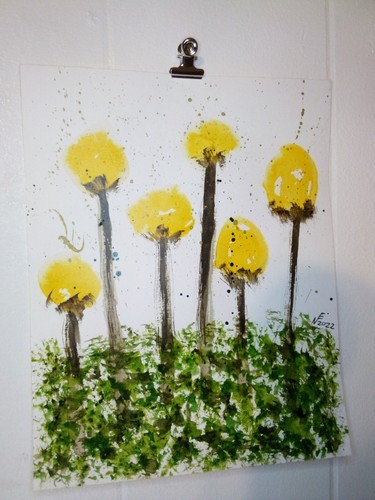 8x10 watercolor original painting wall art botanical flower tulip floral yellow - Picture 6 of 9