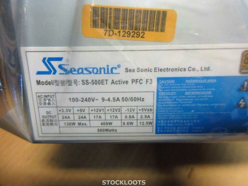 Seasonic SS-500ET Bronze 500W 80 Plus Bronze ATX12V Power Supply REFURBISHED - Afbeelding 3 van 4