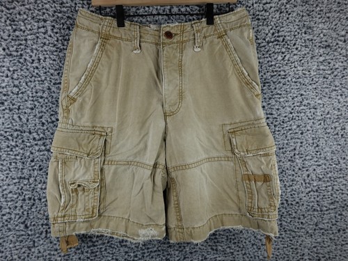 Vintage Y2K Abercrombie Cargo Shorts 32 Khaki Pockets Pockets Adjustable Waist
