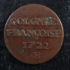 9 deniers 1722/1H French Colonies Colonial USA US Canada New France Breton 506