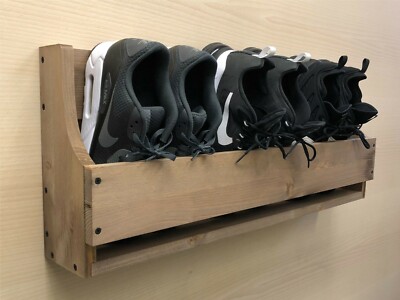 Rustikales Holz Wandmontage Schuh Trainer Regal Aufbewahrung Organizer 750 mm (SR) (EM)