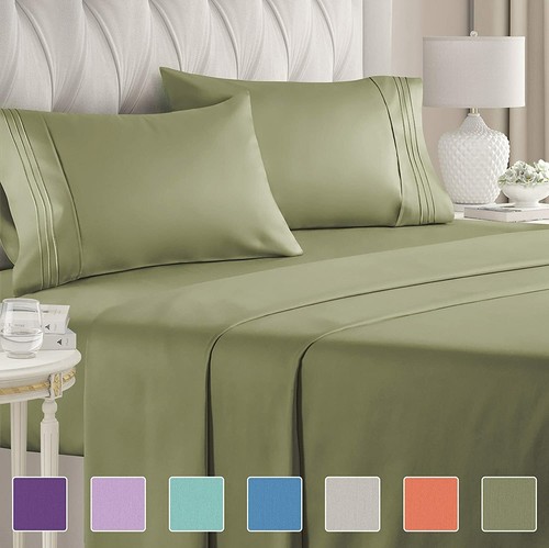 Urban Premium Egyptian Comfort 1800 Count Soothing Bed Sheets King Sage Green Urban Premium Egyptian Comfort 1800, Light Olive Green Bed Sheets King