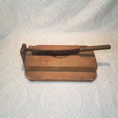 Antique Bread Egg Cutter Slicer Primitive Guillotine Style Wood Base