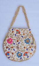 Embroidered Potli Bag Women's Silk Batwa Pearl Handle Clutch Indian Wedding lot