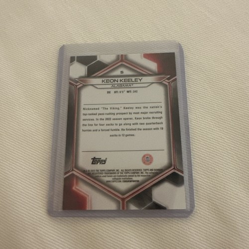 2023 Bowman's Best University Blue Refractors #5 Keon Keeley ROOKIE /150 Bama - Picture 3 of 3