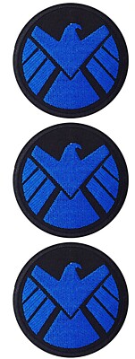 Agents of Shield Blue Eagle Embroidered 3'' in Diameter Iron on Patch Set of 3