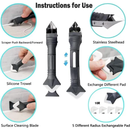 5 in 1 Silicone Sealant Remover Tool Kit Set Scraper Caulking Mould Removal DIY - Picture 4 of 11