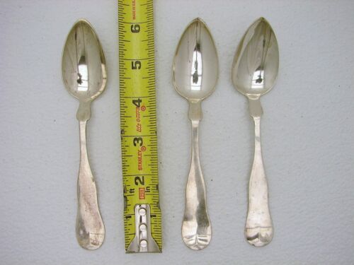 Set 3 American Coin Silver Tea Spoon Marked F&H Boston Massachusetts c1850 - Picture 1 of 8