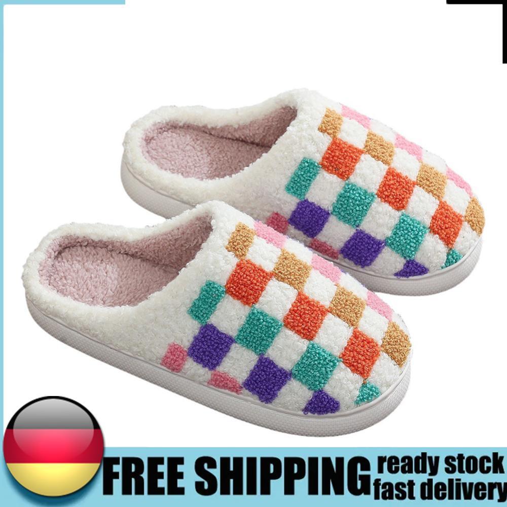 APL Pantofole da interno sfocate a scacchi comode peluche punta chiusa ciabatte invernali