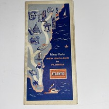 1957 Atlantic Primary Routes New England Floroda Vintage Road Map/Guide Book C5